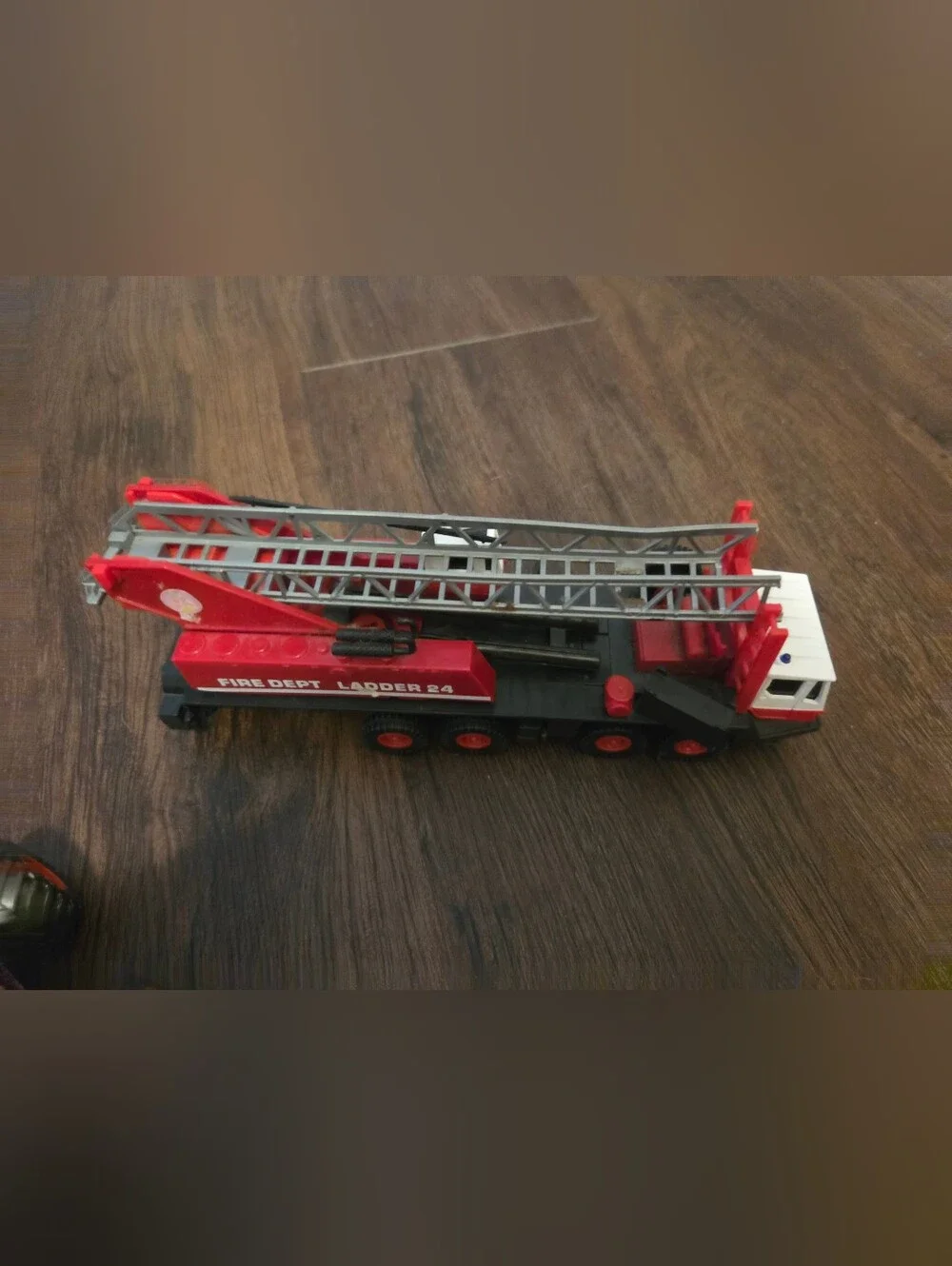 Toy Fire Ladder Truck, Police Motorcycle & Toy Trucks